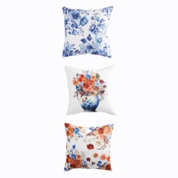 Set of 2 Reversible Chinoiserie Accent Pillows, , large