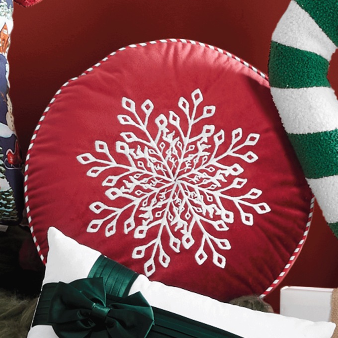 Velvet Snowflake Accent Pillow, , large