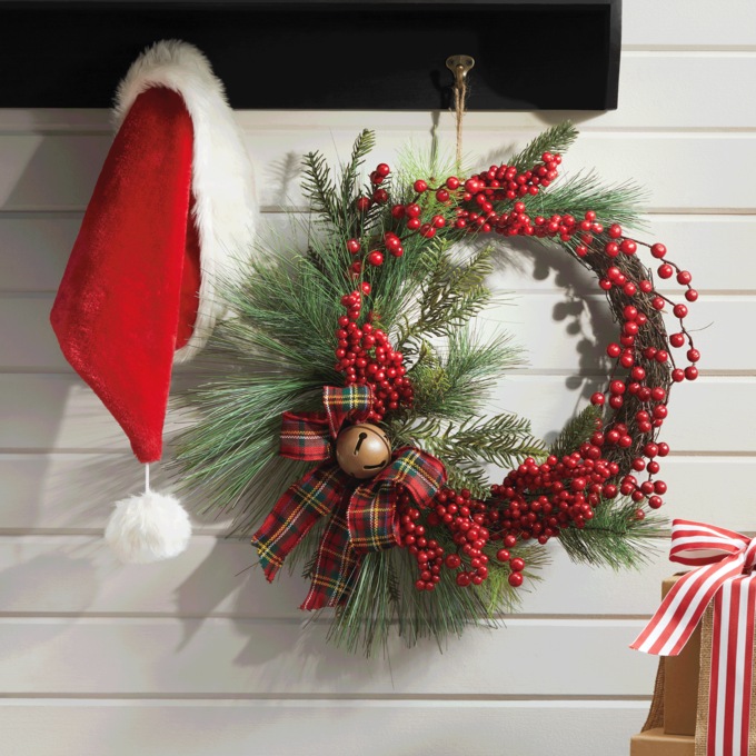 Holiday Bow Half Wreath, , large