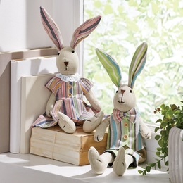 Set of 2 Pastel Fabric Bunnies, , large