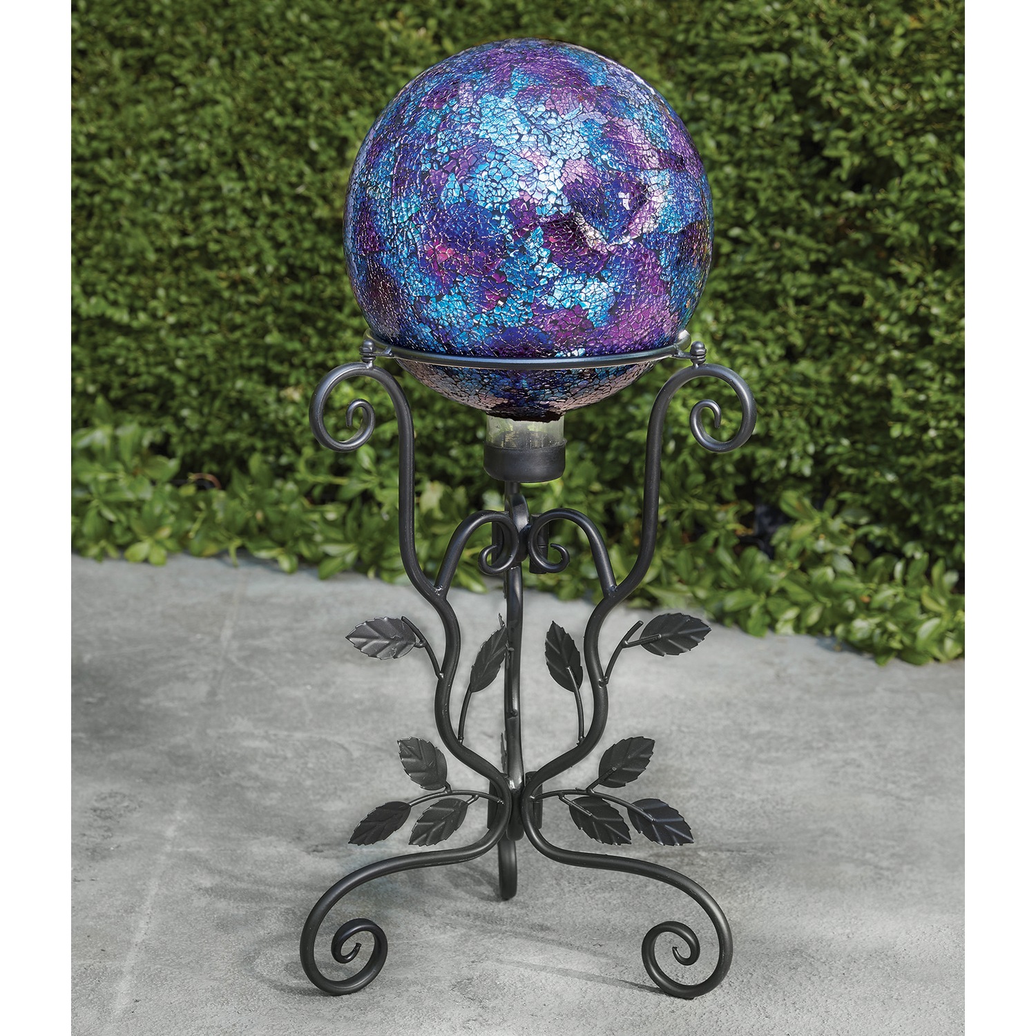 Metallic Gazing Ball with Stand Country Door