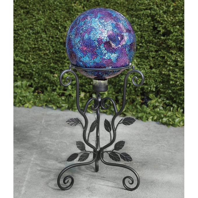 Metallic Gazing Ball with Stand, , large