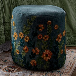 Embroidered Pouf, , large