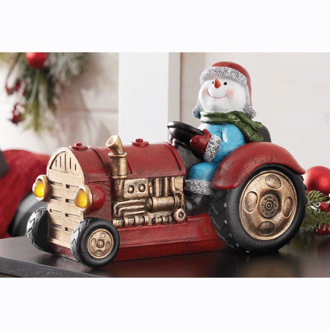 Snowman on Tractor with LED, , large