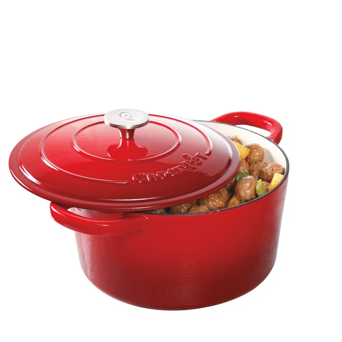 Crock Pot Artisan 3-qt. Enameled Cast Iron Dutch Oven with Lid, Gradient Red, large