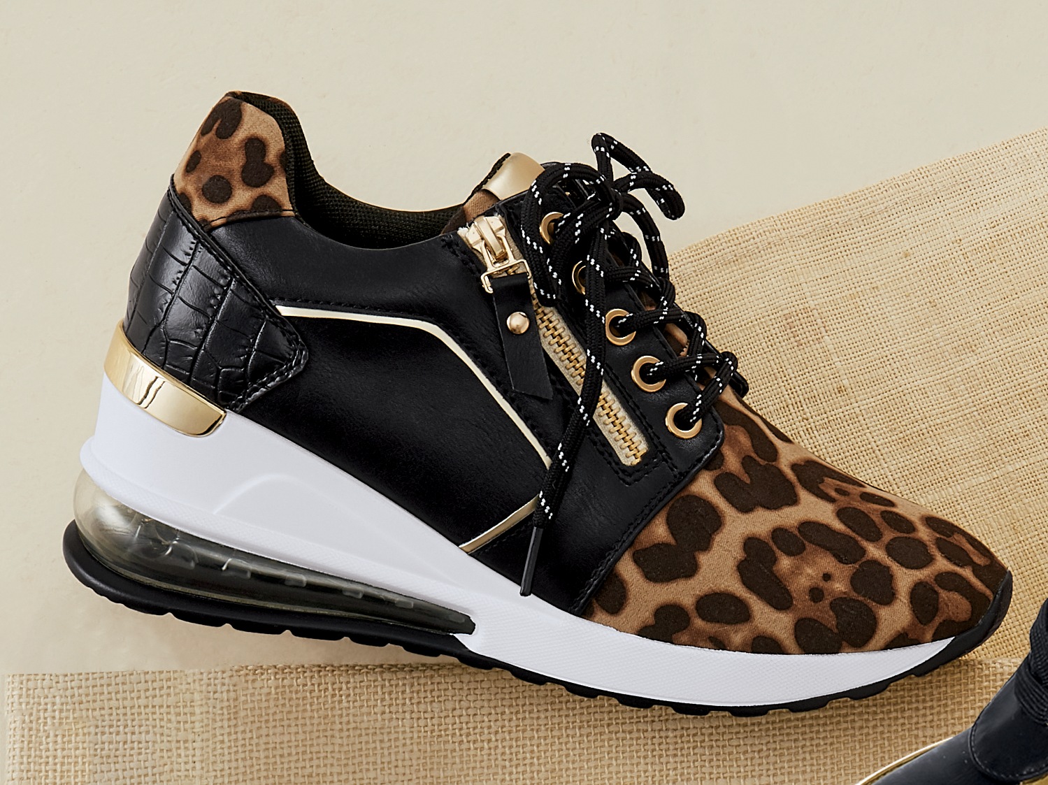 leopard print wedge sneakers