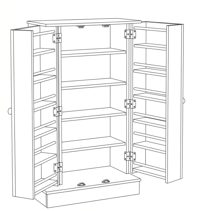 Melissa Double-Door Pantry, White, large