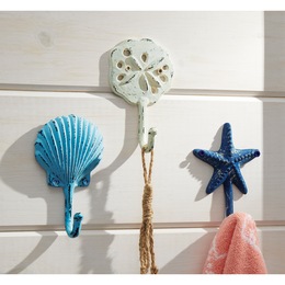 Set of 3 Coastal Wall Hooks, , large