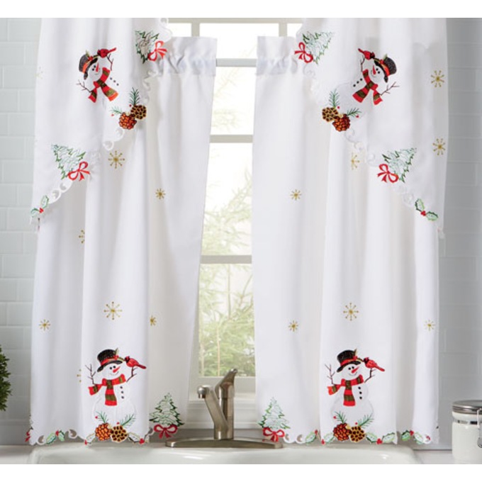 Embroidered Snowman Window Treatments Country Door