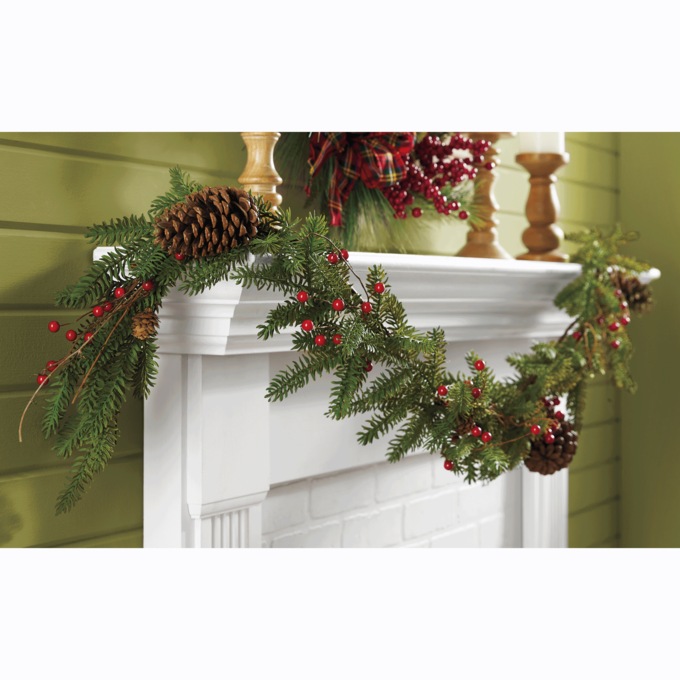 Cedar Garland with Berries and Pinecones, , large
