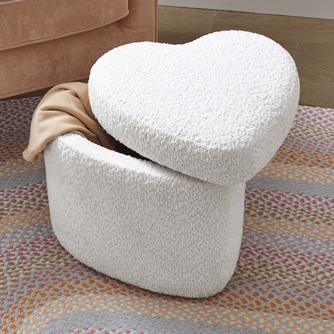 Heart-Shaped Storage Ottoman, , large