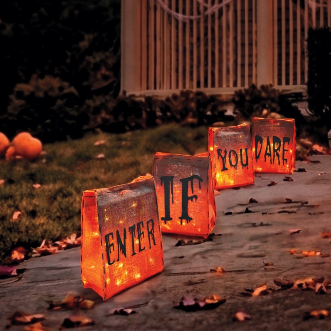 Set of 4 Enter If You Dare Luminaries, , large