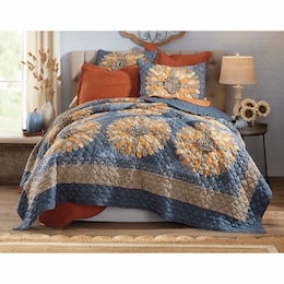 Harvest Mum Oversized Quilt and Sham, , large
