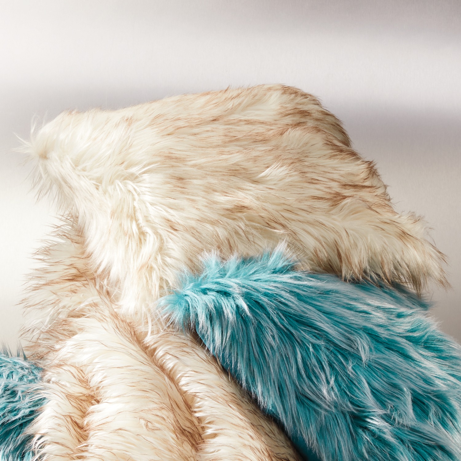 Turquoise faux fur pillow on sale