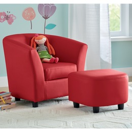 Kids&#39; Barrel Chair &amp; Ottoman, , large