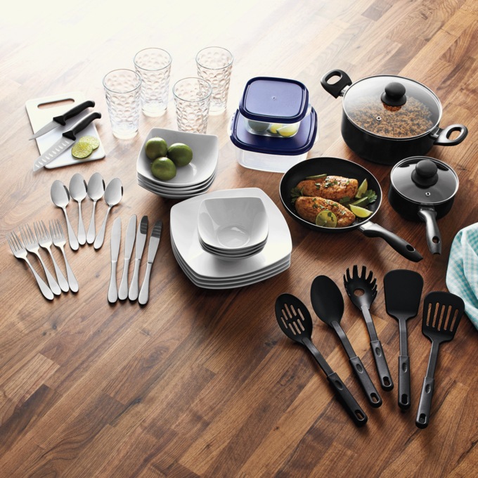 All U Need 45-Piece Combo Cookware & Dinnerware Set, , large