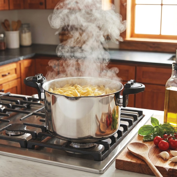 Gotham Steel 5-Quart Pasta Pot, Stainless Steel, large