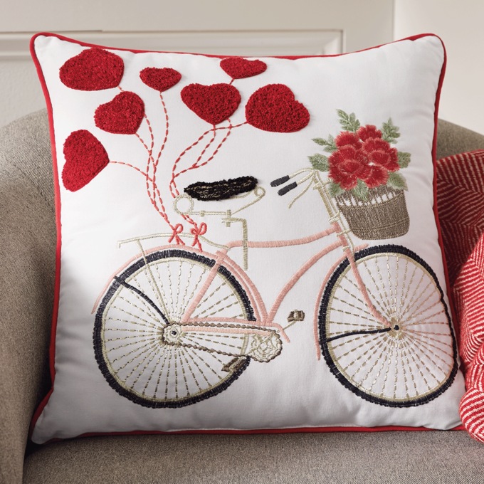Valentines Bike Accent Pillow, , large