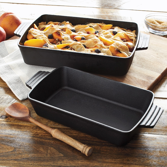 Set of 2 Pre-Seasoned Cast Iron Roasting Pans, , large