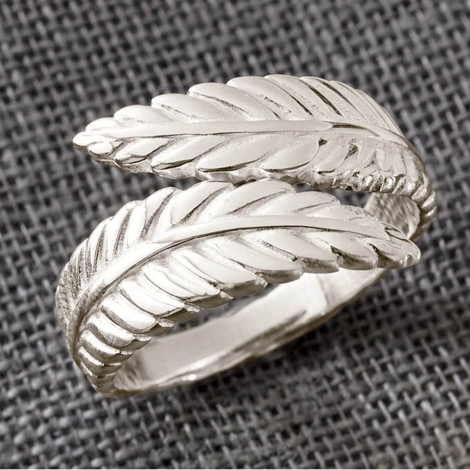 silver sterling leaf ring country