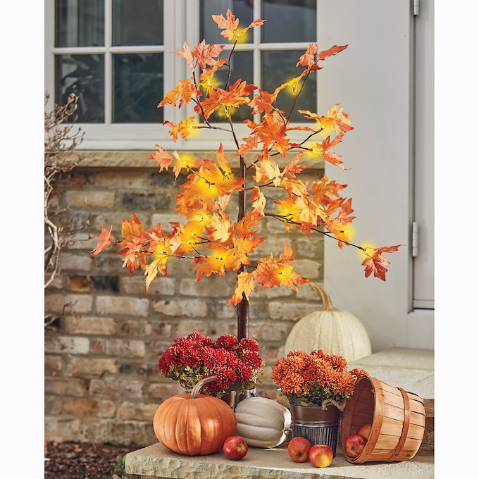 Lit Maple Leaf Tree, , large