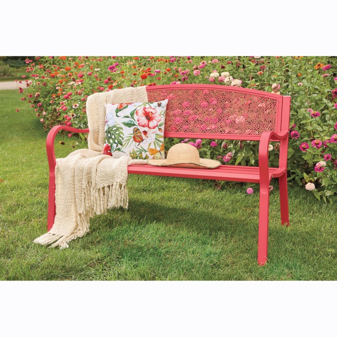 Colorful Garden Bench, Raspberry Red, large