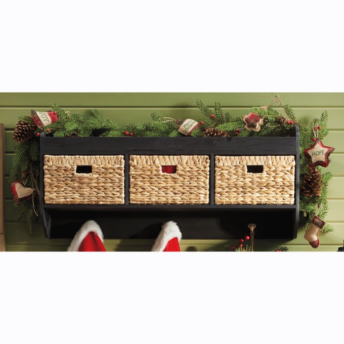 3-Basket Storage Shelf with Hooks, , large