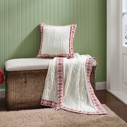 Cable Knit Throw Blanket and Pillow Set, , large