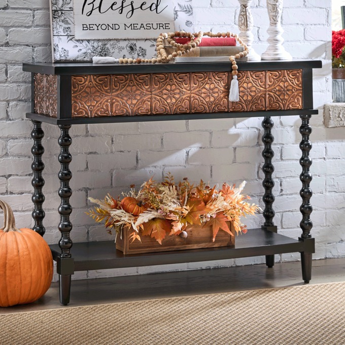 Floral Stamped Metal Console, , large
