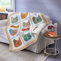 Quilted Patchwork Chicken Throw, , large