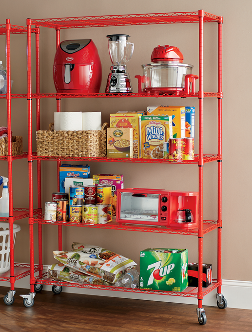 5-Shelf Wide Metal Rolling Rack, , large