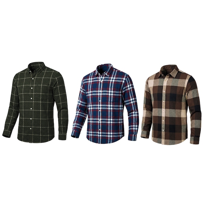3-Pack Men's Flannel Shirts, , large