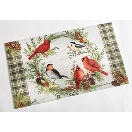 Winter Bird Wreath Indoor/Outdoor Mat - 20&quot; X 30&quot;, , large