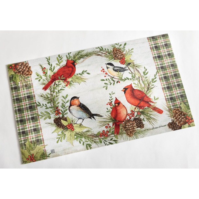 Winter Bird Wreath Indoor/Outdoor Mat - 20 X 30