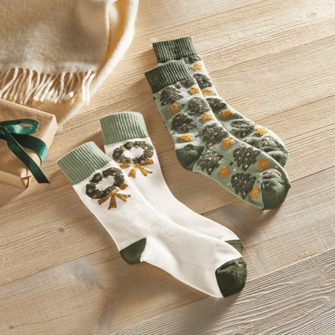 MUK LUKS 2-pack Novelty Cozy Lounge Socks, Green Multi, large
