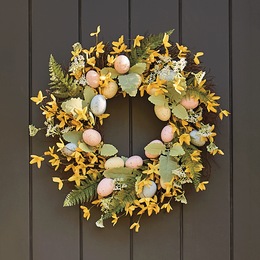 Spring Forsythia and Egg Wreath, , large