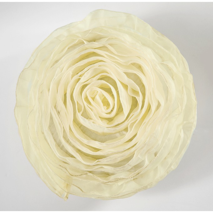 Sheer Ruffles Flower Pillow, Cream, large