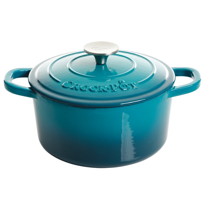 Crock Pot Artisan 3-qt. Enameled Cast Iron Dutch Oven with Lid, Gradient Teal, large