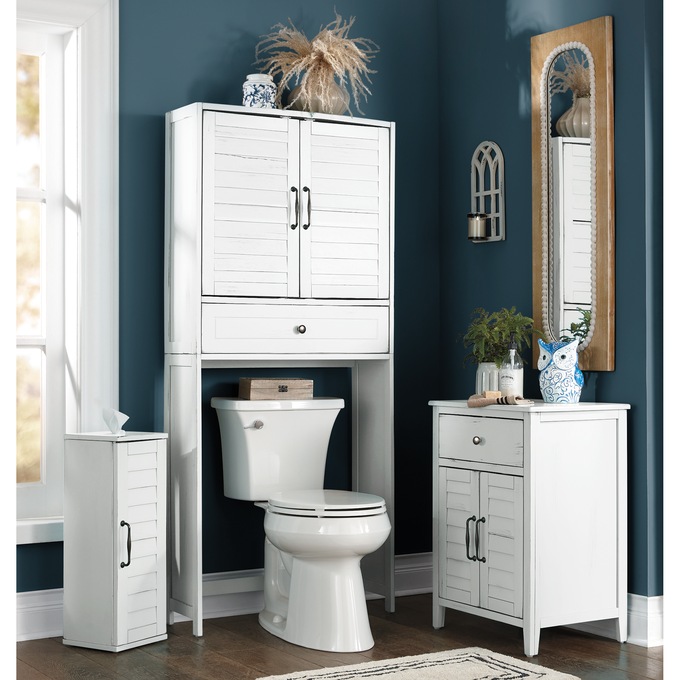Avalon Distressed Shutter Towel Cabinet, , large