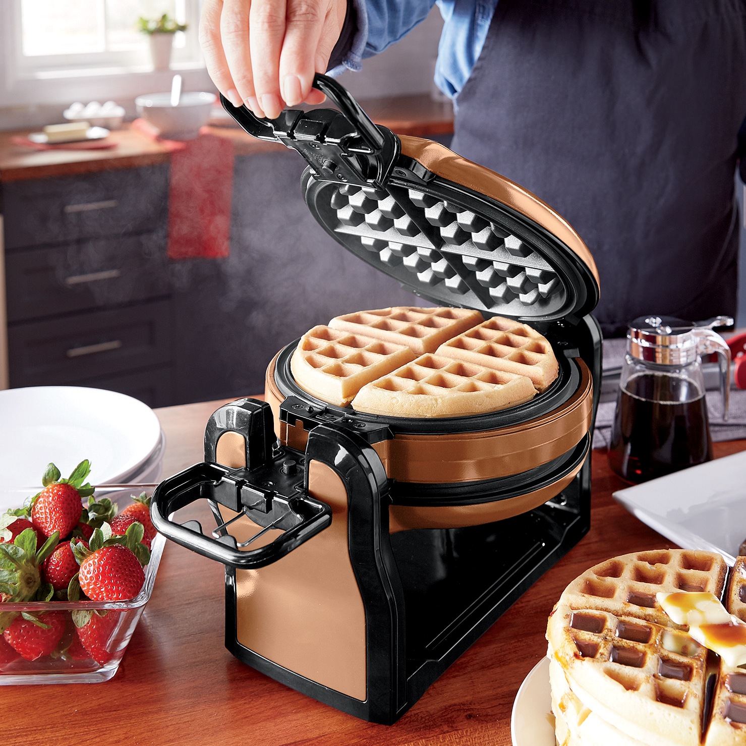 rotating copper waffle maker