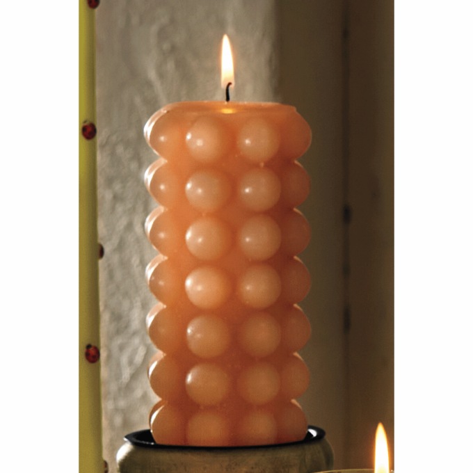 Hobnail Pillar Candle, Blush, large