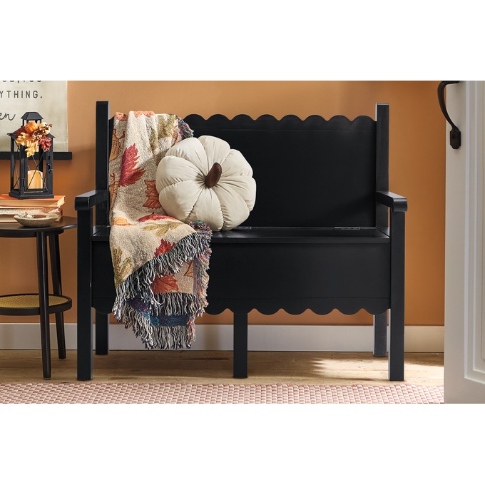 Scalloped Wood Bench, , large
