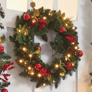 Lit Christmas Wreath, , large