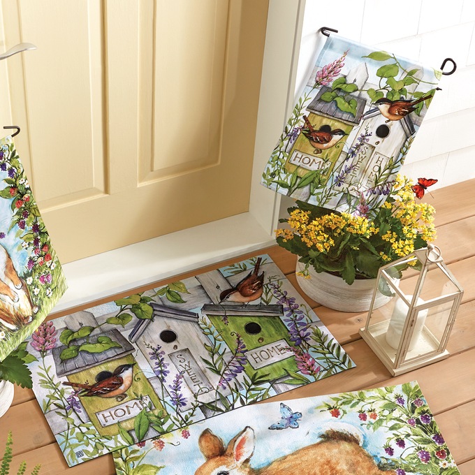 Birdhouse Vines Mat and Flag, , large