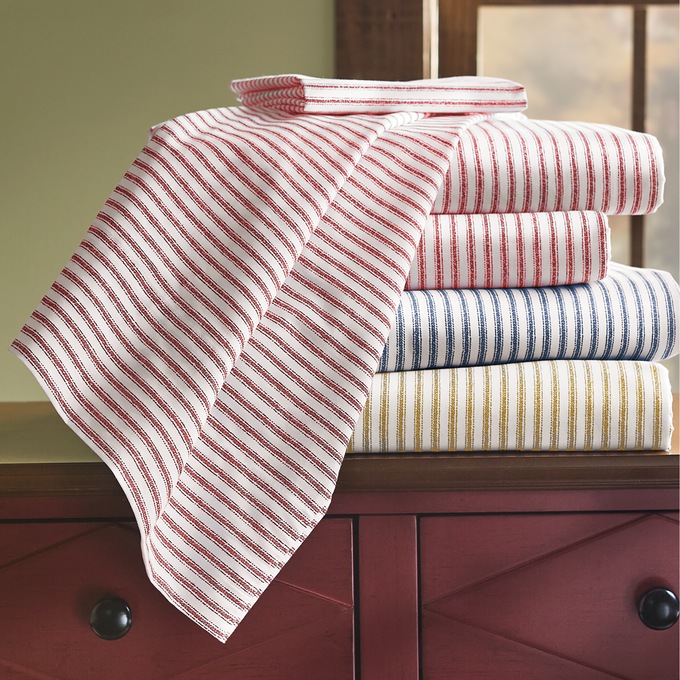 200-Thread Count Cotton Ticking Stripe Sheet Set, Red, large