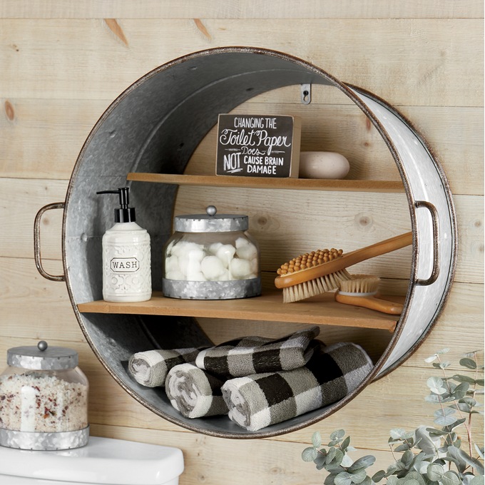 Galvanized Bucket Wall Shelf, , large