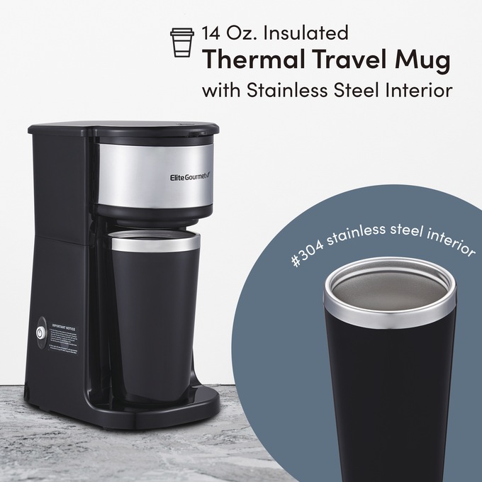 Elite Gourmet 1-Cup Coffee Maker with Mug, , large