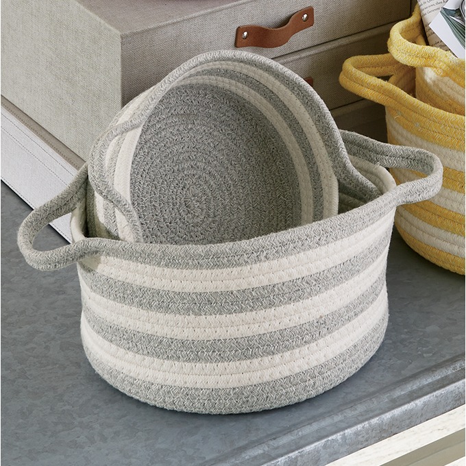 Color Connection Set of 2 Baskets, Gray, large