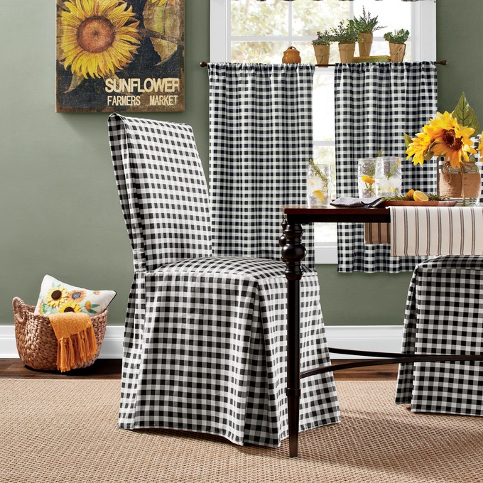 Checked dining chair sale covers