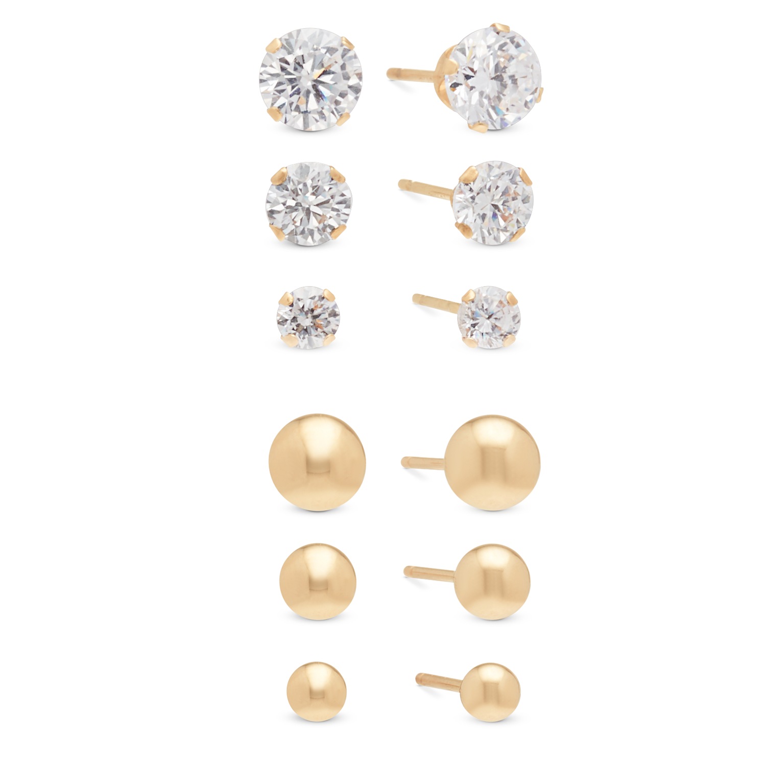 3 Pair Gold Post Earring Set Country Door